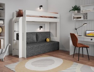 Немо Кровать двухъярусная Рогожка серая (Олмеко)